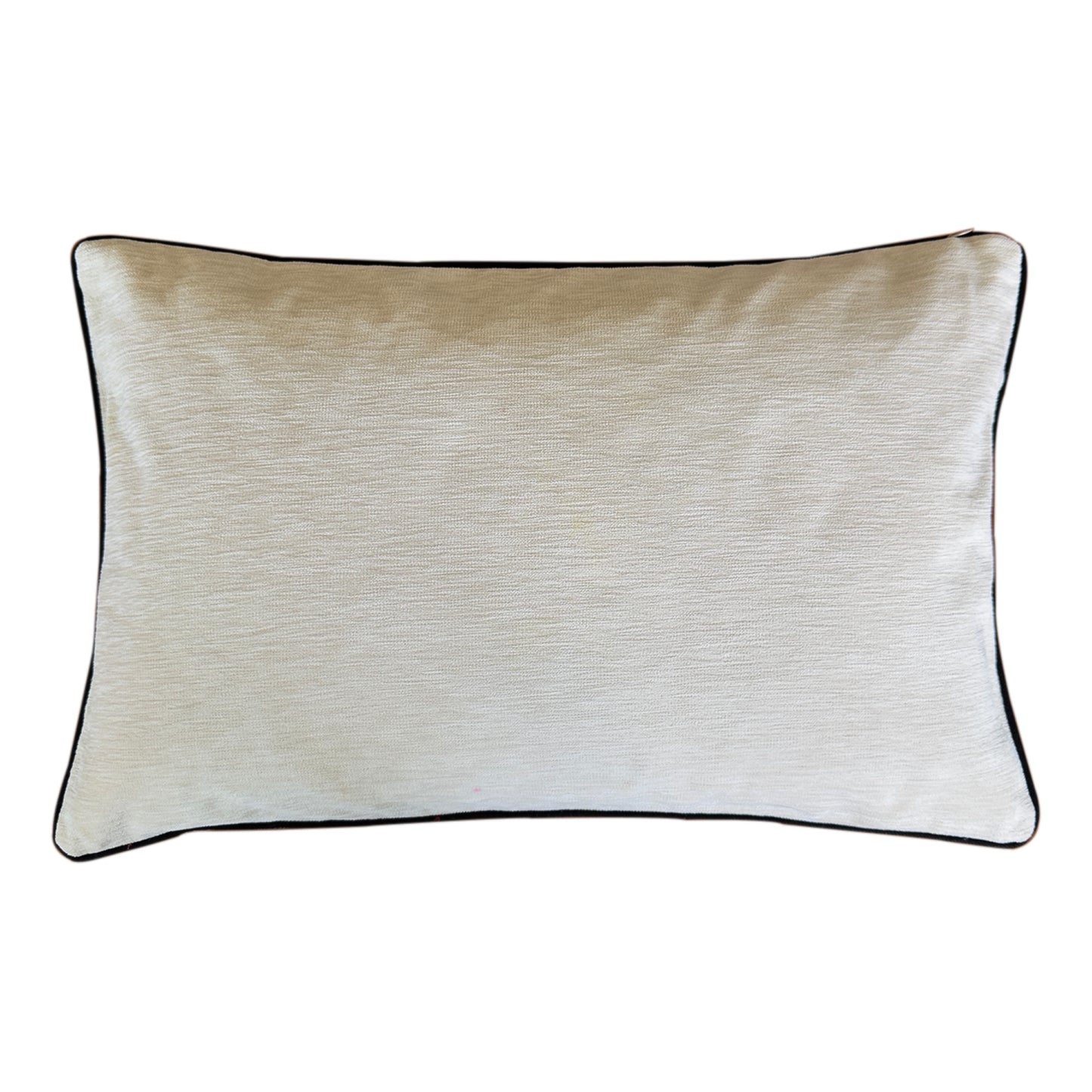 Handmade Royal Snow Leopard silk velvet ikat cushion cover featuring black rosette spots with turquoise, purple and golden accents on an ivory background, 40×60 cm., handwoven luxury decorative pillow cover with authentic ikat textile for wholesale&etail.
