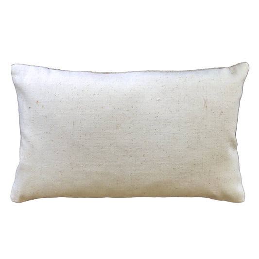 Antique grain sack lumbar pillow with heritage stripe, handmade vintage linen cushion cover, 40x60 cm