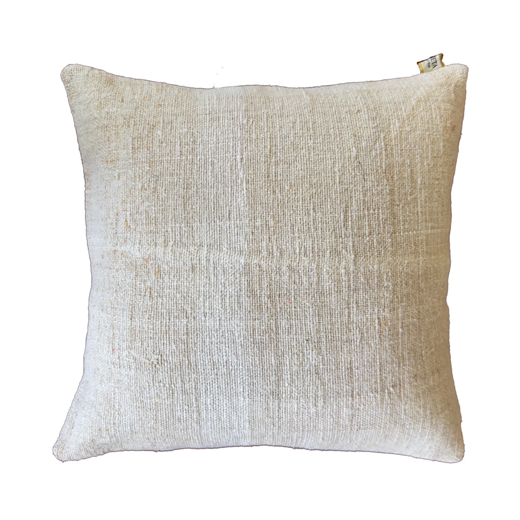 Handmade organic vintage linen cushion cover with classic blue stripes on natural linen fabric, square decorative pillow cover, 40×40 cm. backside