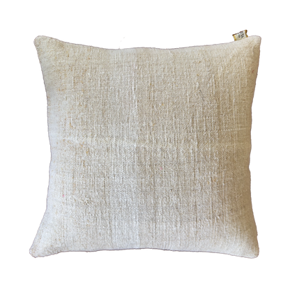 Handmade organic vintage linen cushion cover with classic blue stripes on natural linen fabric, square decorative pillow cover, 40×40 cm. backside