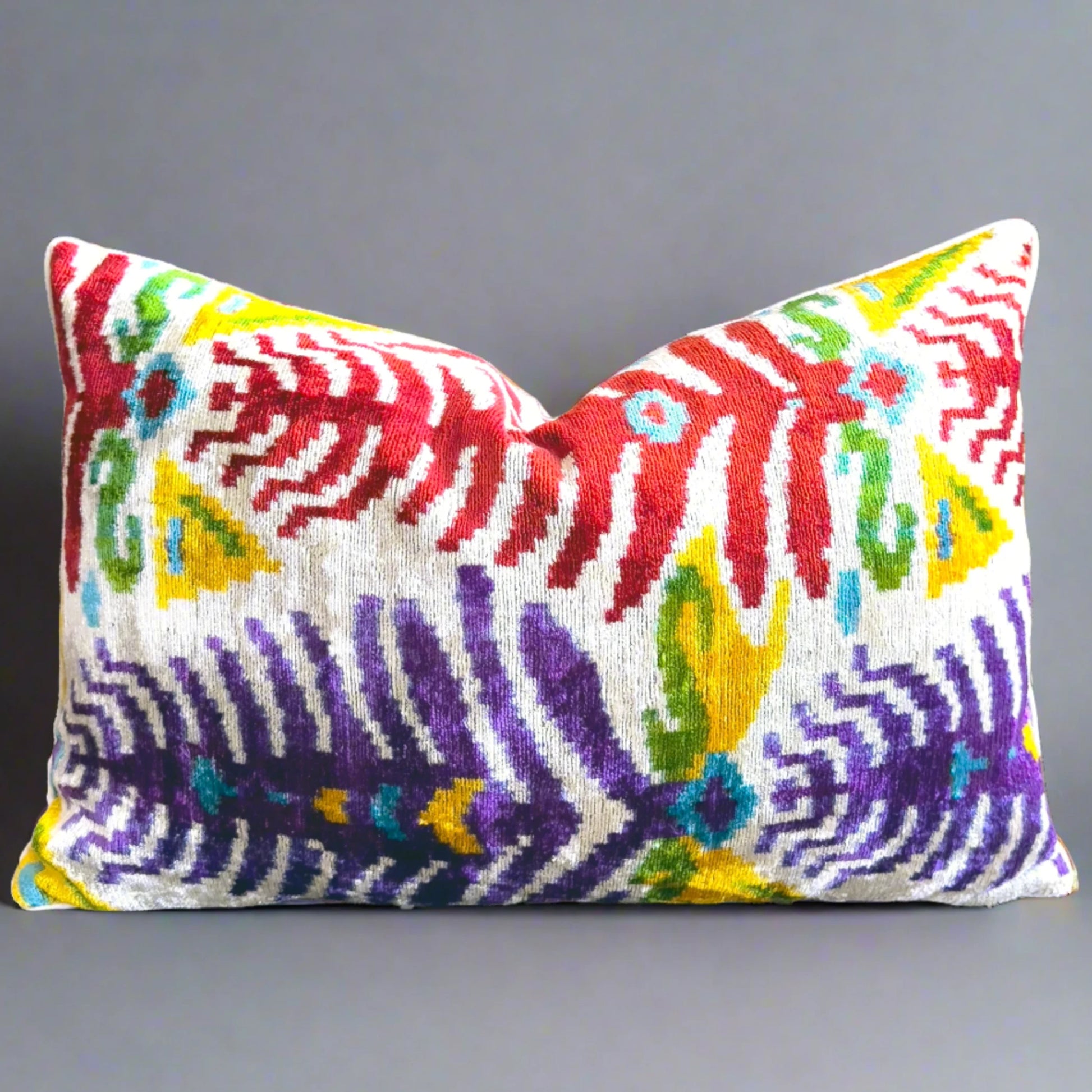 Luxurious Handwoven Silk Velvet Ikat Cushions lux home textile.