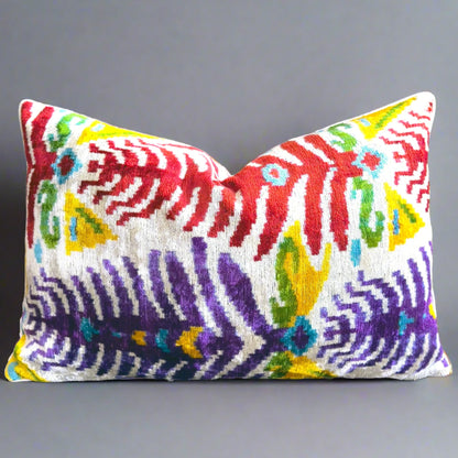 Luxurious Handwoven Silk Velvet Ikat Cushions lux home textile.