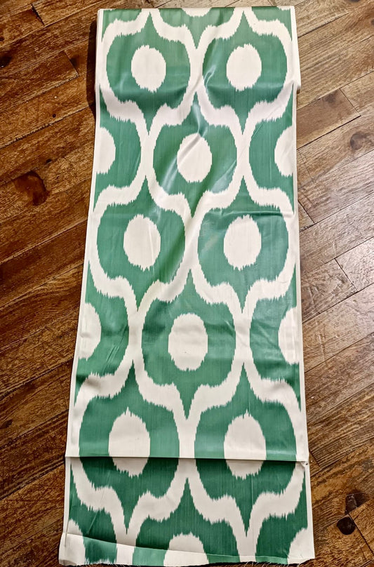Ikat Silk Fabric – Emerald Green and Ecru Color Blend