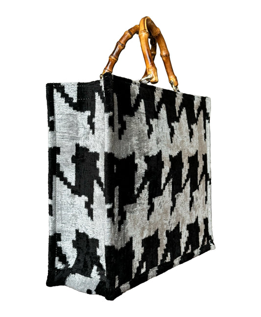 Silk velvet ikat Original Bamboo Handle Tote Bag