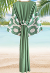 Silk Ikat Muslin Robe Green&White