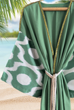 Silk ikat muslin green robe