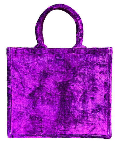 Large Purple Silk Ikat Velvet Tote Bag