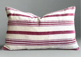 Silk ikat antique stripes linen burgandry cushion cover 40x60 cm 