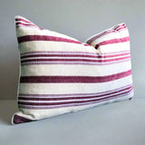 Silk ikat antique stripes linen burgandry cushion cover 40x60 cm 