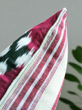 Silk ikat antique stripes linen burgandry cushion cover 40x60 cm 