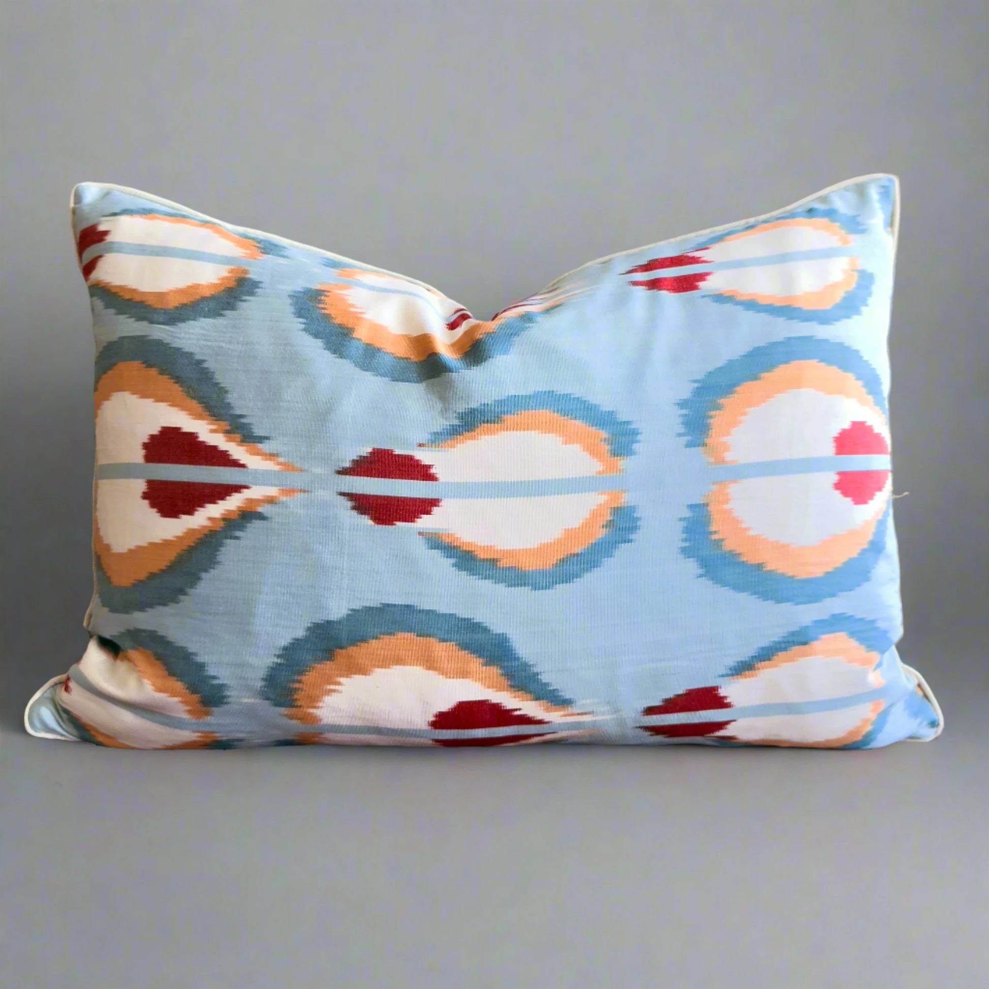 Silk ikat antique stripes linen burgandry cushion cover 40x60 cm 