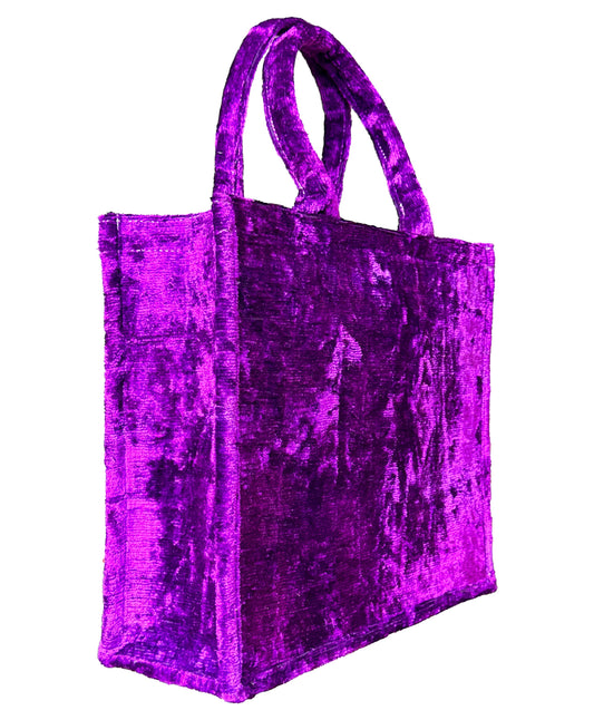 Luxer Perple Silk Ikat Velvet Large Tote Bag
