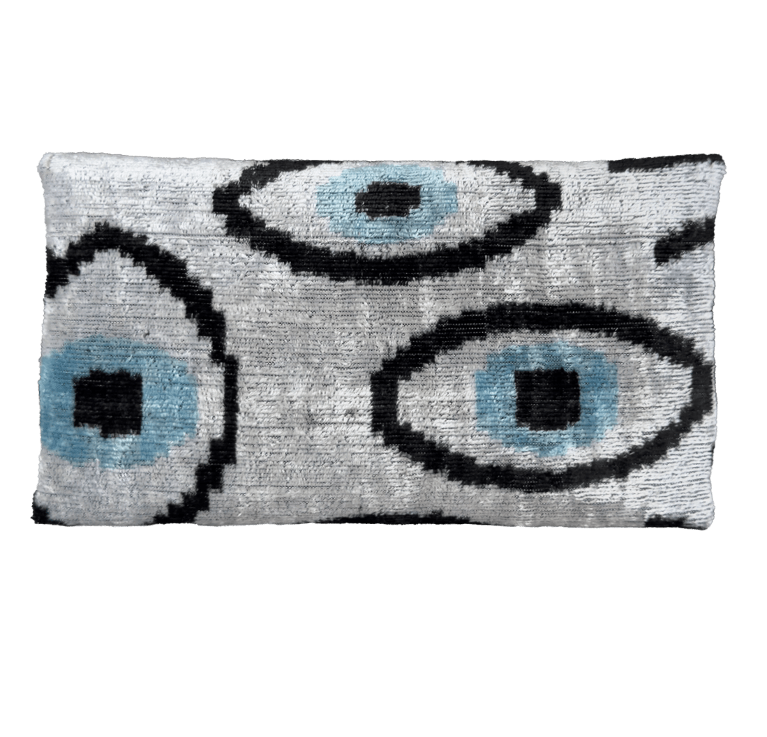 Silk Velvet Ikat Clutch – Blue Evil Eye Bag