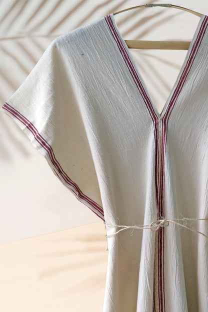 Handwoven Caftan Dress Burgundy 18