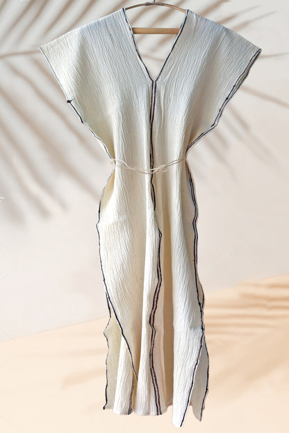 Handwoven Caftan Dress Brown Stripe 27