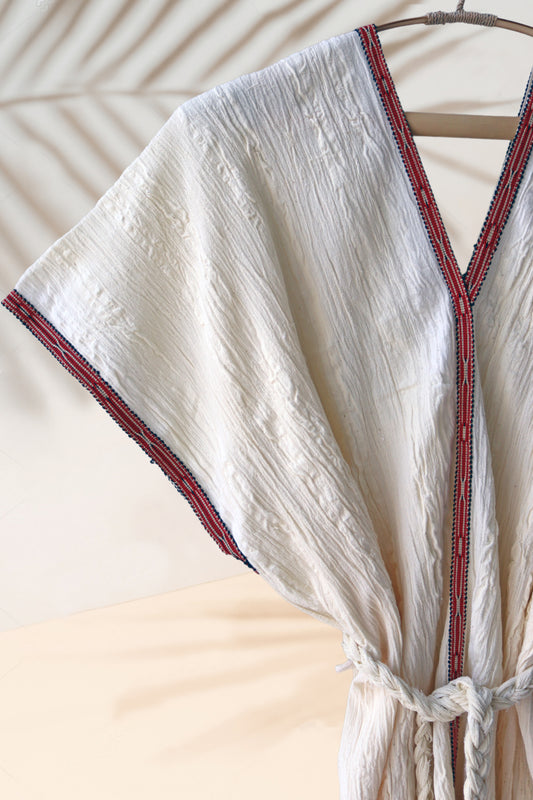 Handwoven Caftan Dress with ribbon 7