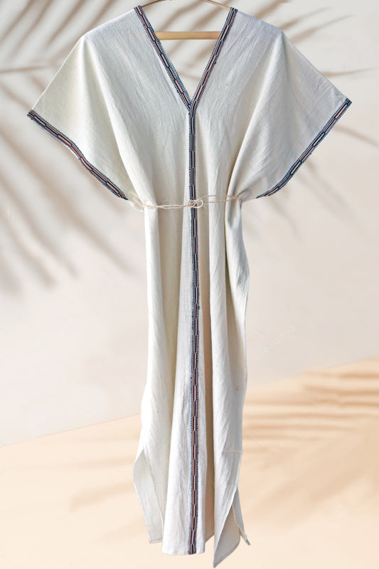 Handwoven Caftan Dress with ribbon 4