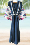 Silk Ikat Muslin Robe Dark Blue