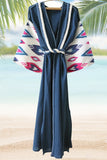 Silk Ikat Muslin Robe Dark Blue