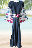 Silk Ikat Muslin Robe Dark Blue