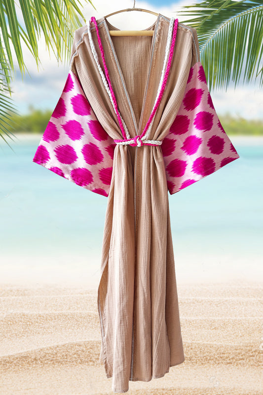 Silk Ikat Muslin Robe Bisque