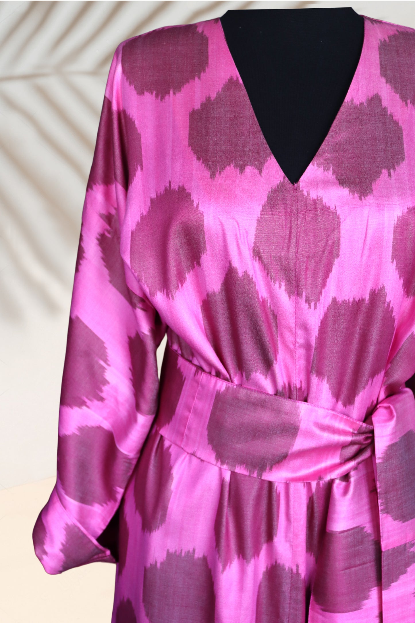 Fuchsia & Pink Circle Motif Silk Ikat Dress