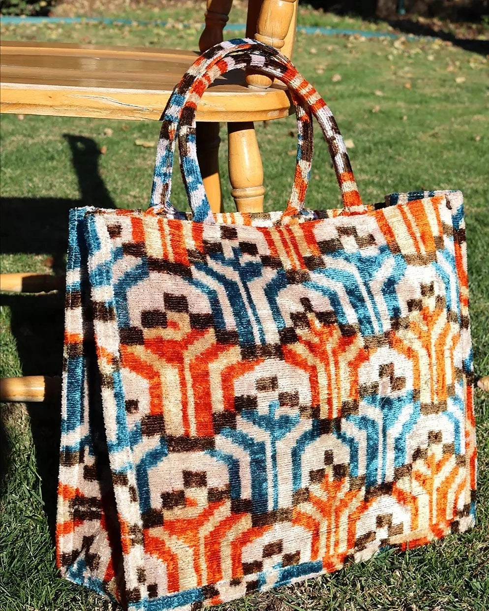 Silk Velvet Ikat Totebag 099