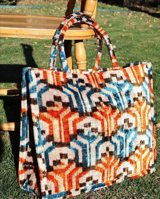 Silk Velvet Ikat Totebag 099