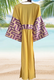 Silk Ikat Muslin Robe Mustard