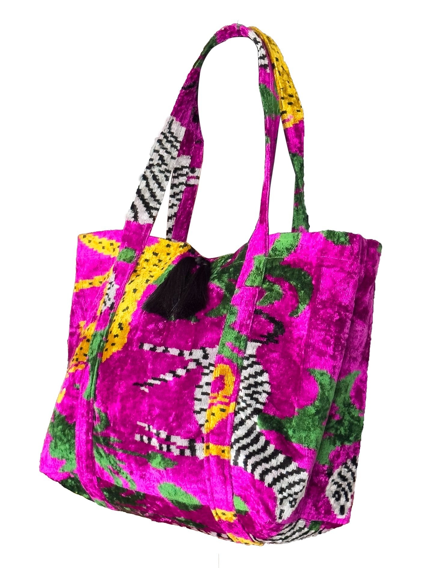 Bolso extragrande de terciopelo de seda Ikat 007