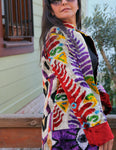 Silk Velvet Ikat Patchwork Coat