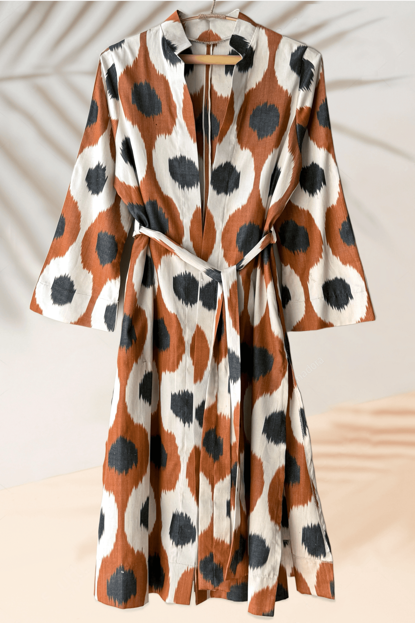 Ikat silk handwoven brown caftan