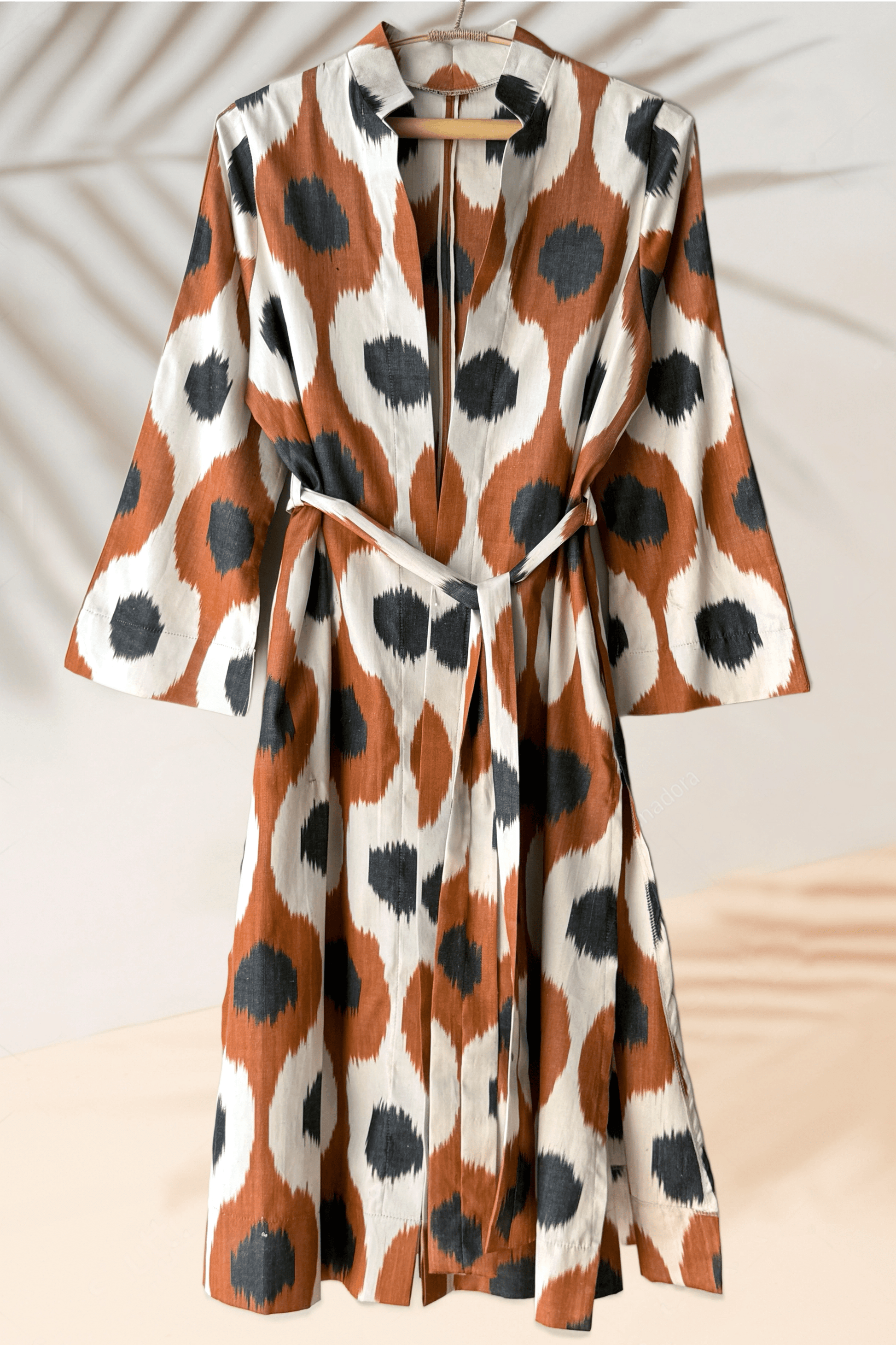 Ikat silk handwoven brown caftan