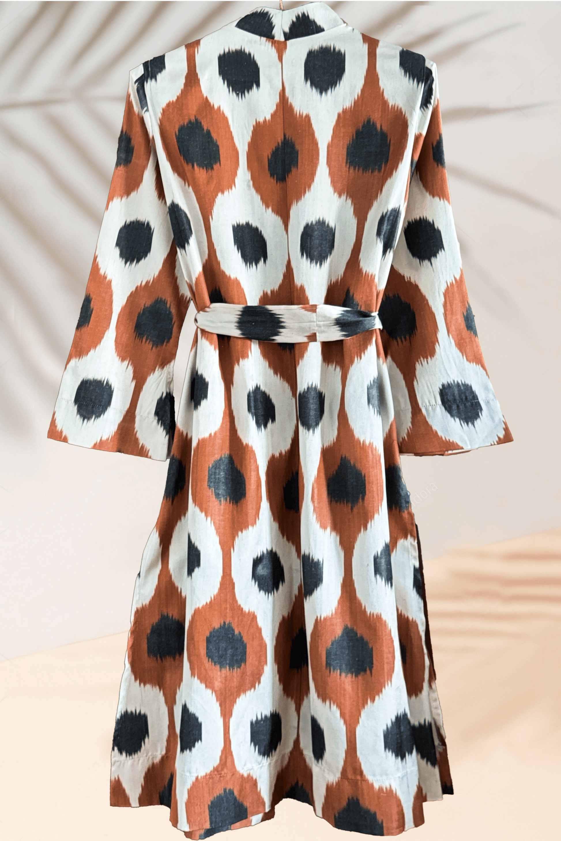 Ikat silk handwoven brown caftan