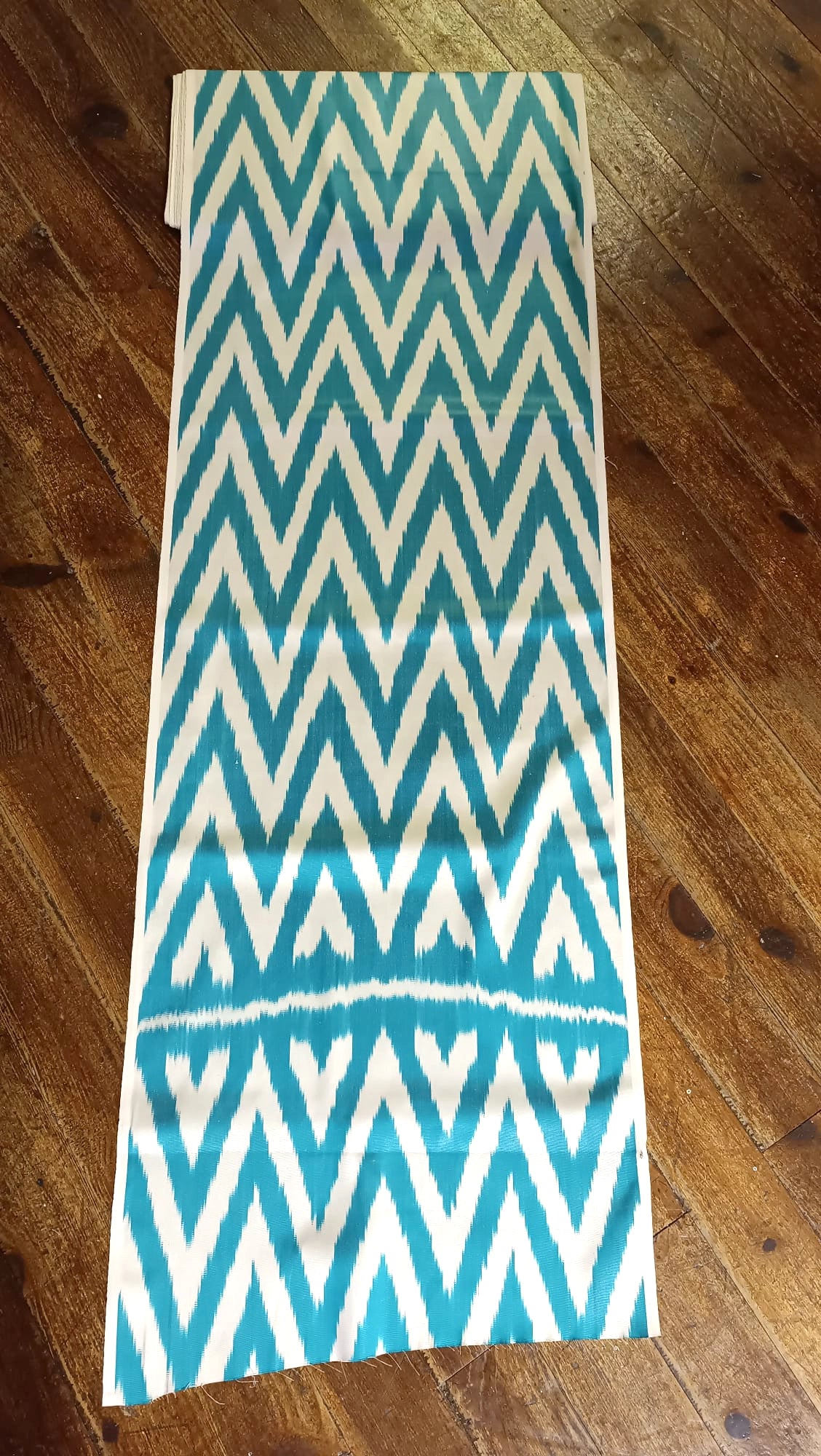 Silk Ikat Fabric – turquoise zigzag ikat