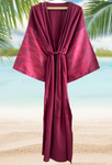 Silk ikat muslin burgundy robe kimono caftan