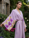 Silk Ikat Muslin Robe Lavender - MIASETASilk Ikat Muslin Robe LavenderCaftan&Dress