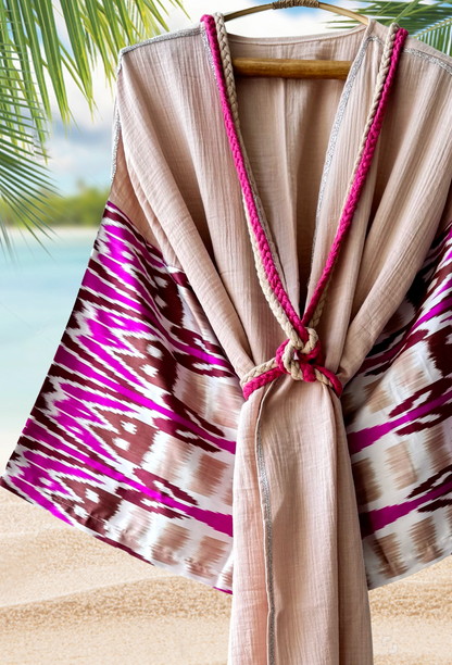 The Peach Artisan Silk Ikat & Muslin Kimono