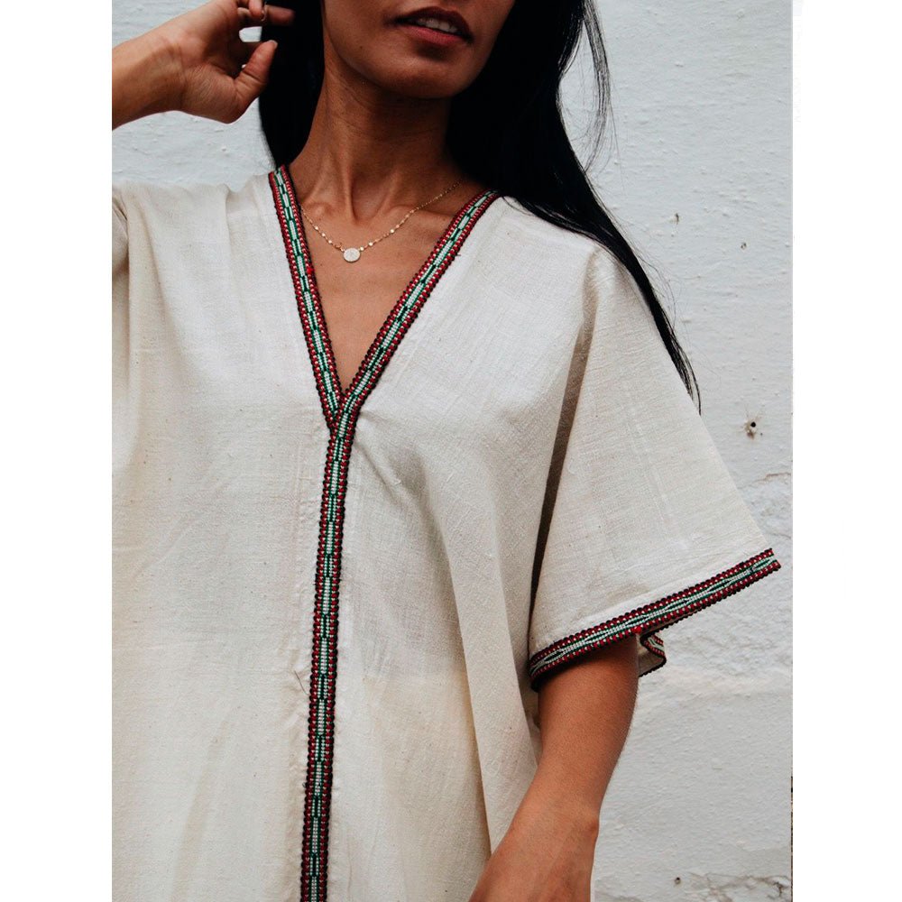 Handwoven Caftan Dress with ribbon 6