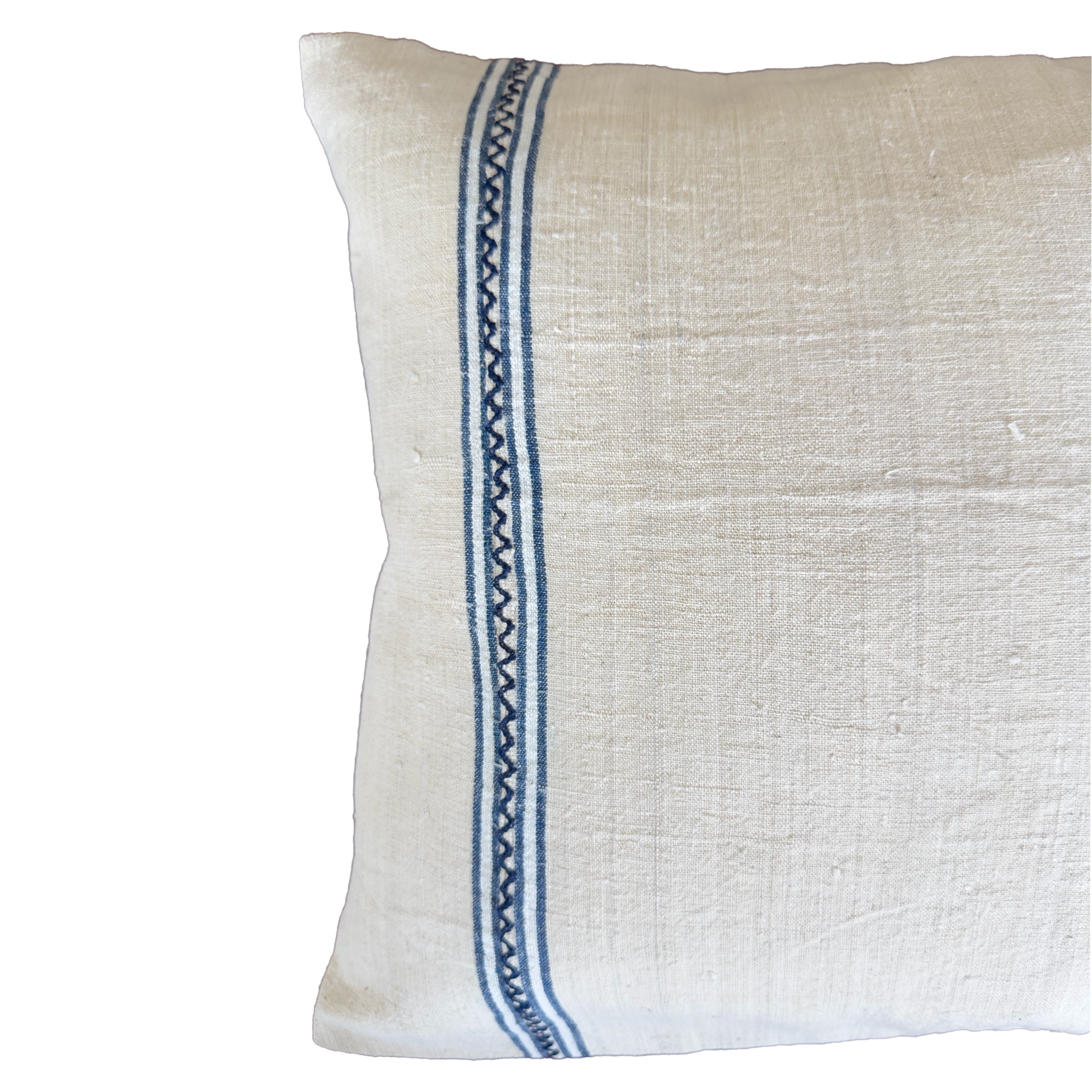 Double-Sided Antique Handwoven Linen Cushion Cover in Natural Linen