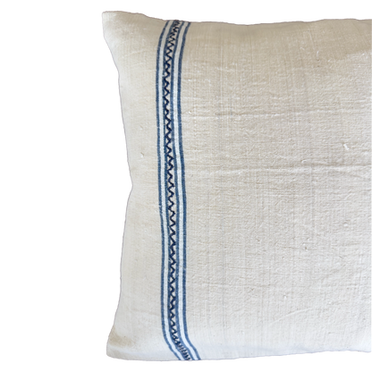 Double-Sided Antique Handwoven Linen Cushion Cover in Natural Linen