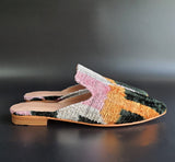 silk velvet ikat slippers size 38