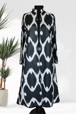 cotton ikat caftan (black&white)