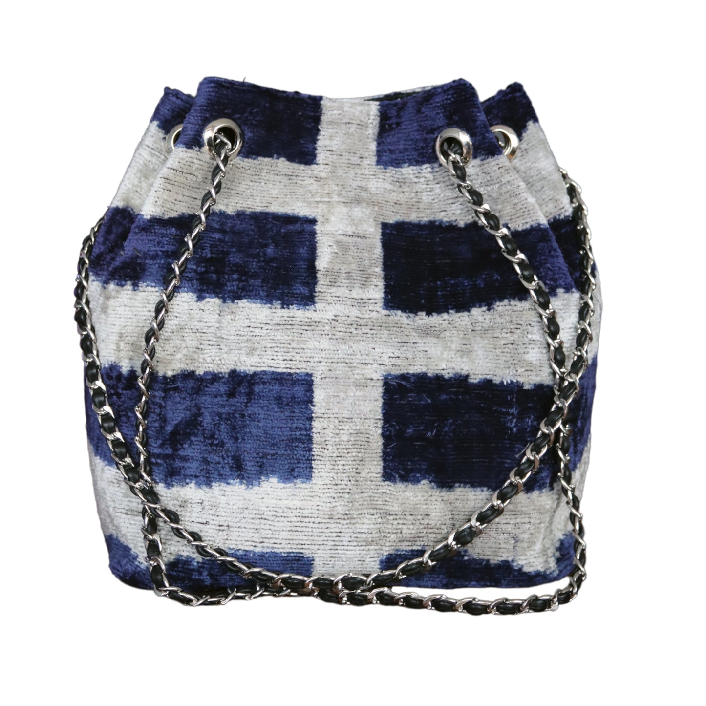 Silk Velvet Ikat Bucket Bag-007
