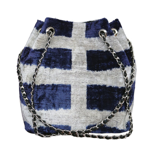 Silk Velvet Ikat Bucket Bag-007