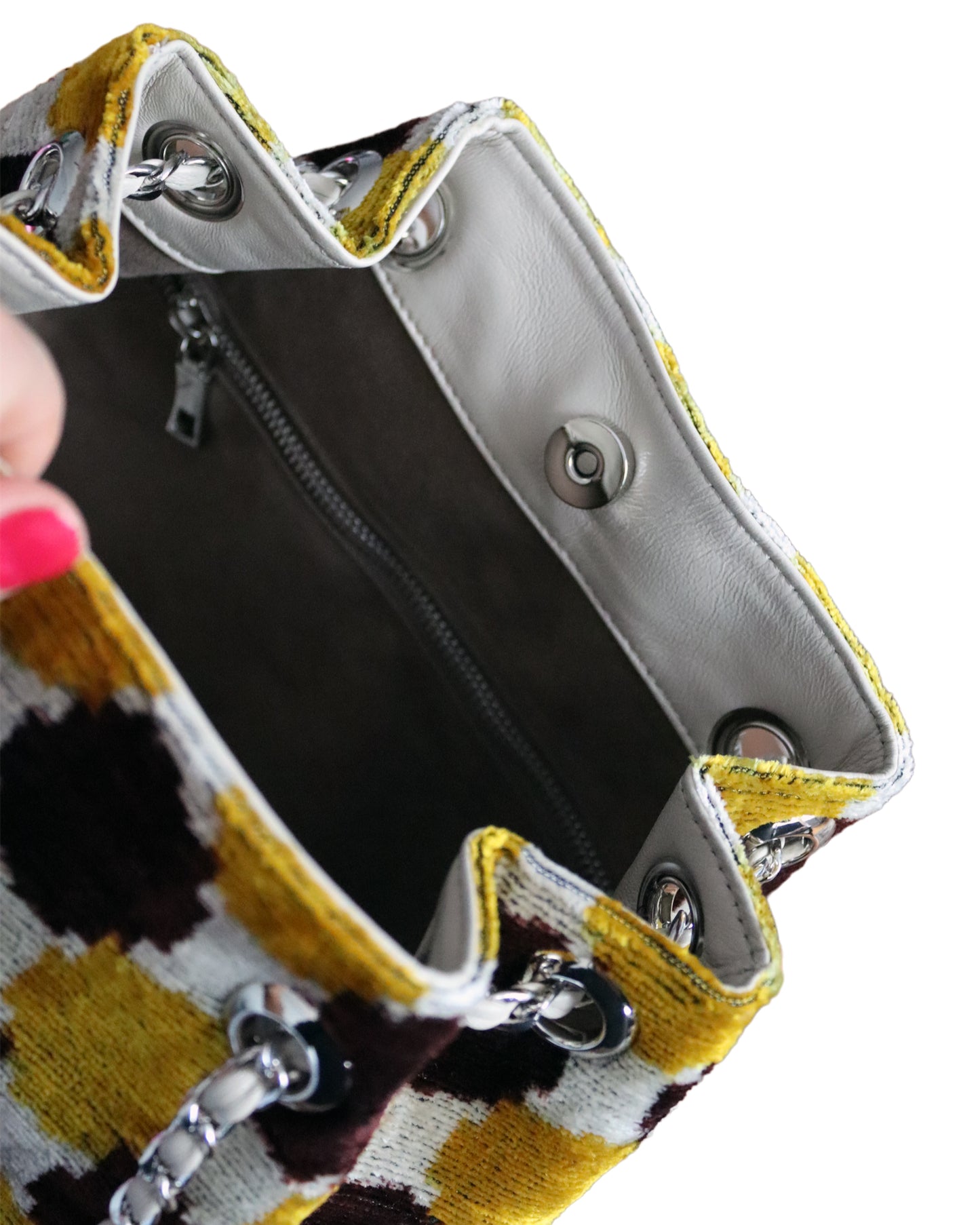 Silk Velvet Ikat Bucket Bag-008