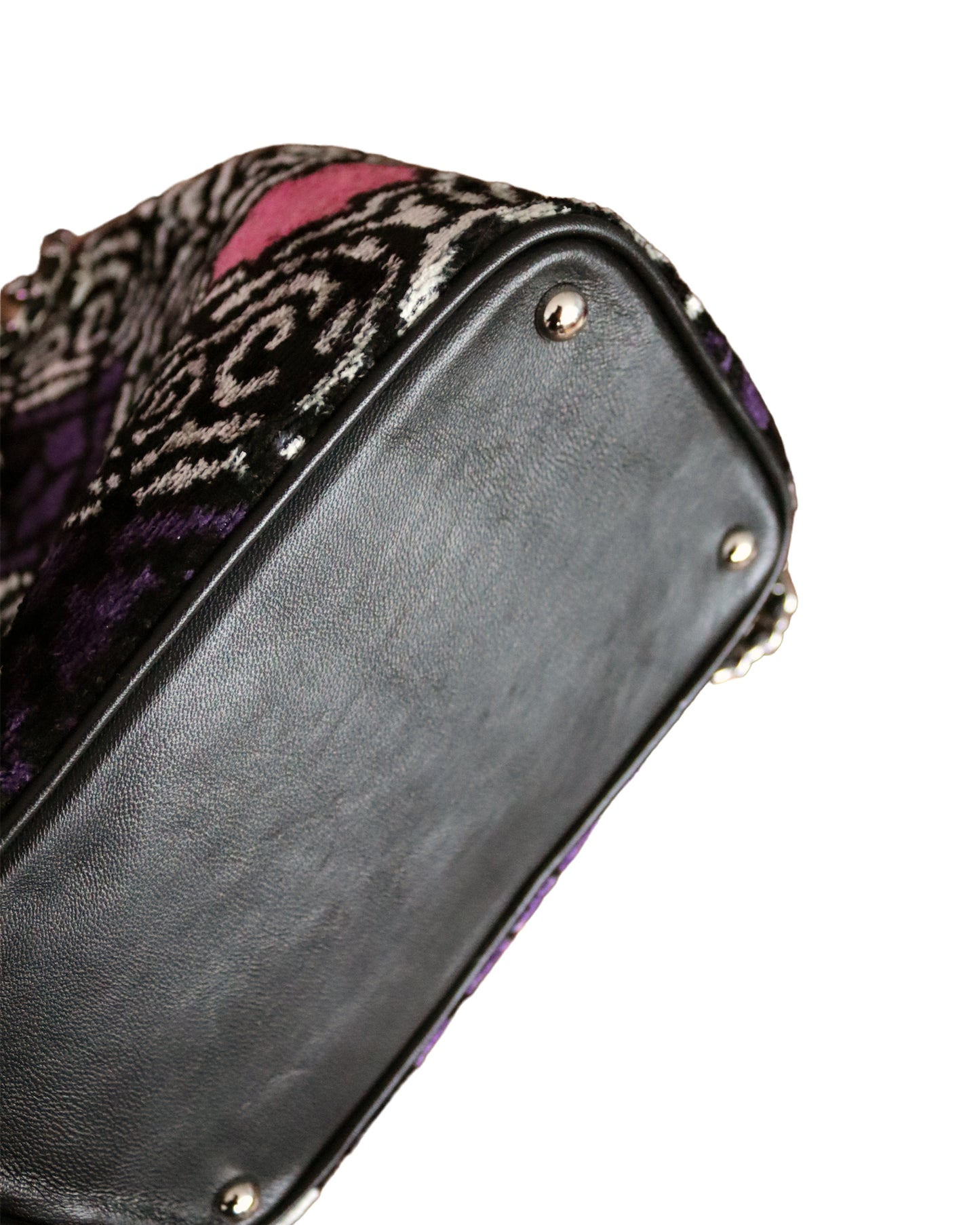 Bolso tipo cubo de terciopelo de seda Ikat - 011