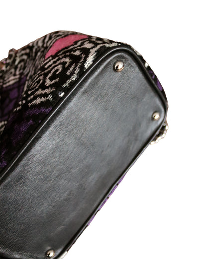 Bolso tipo cubo de terciopelo de seda Ikat - 011