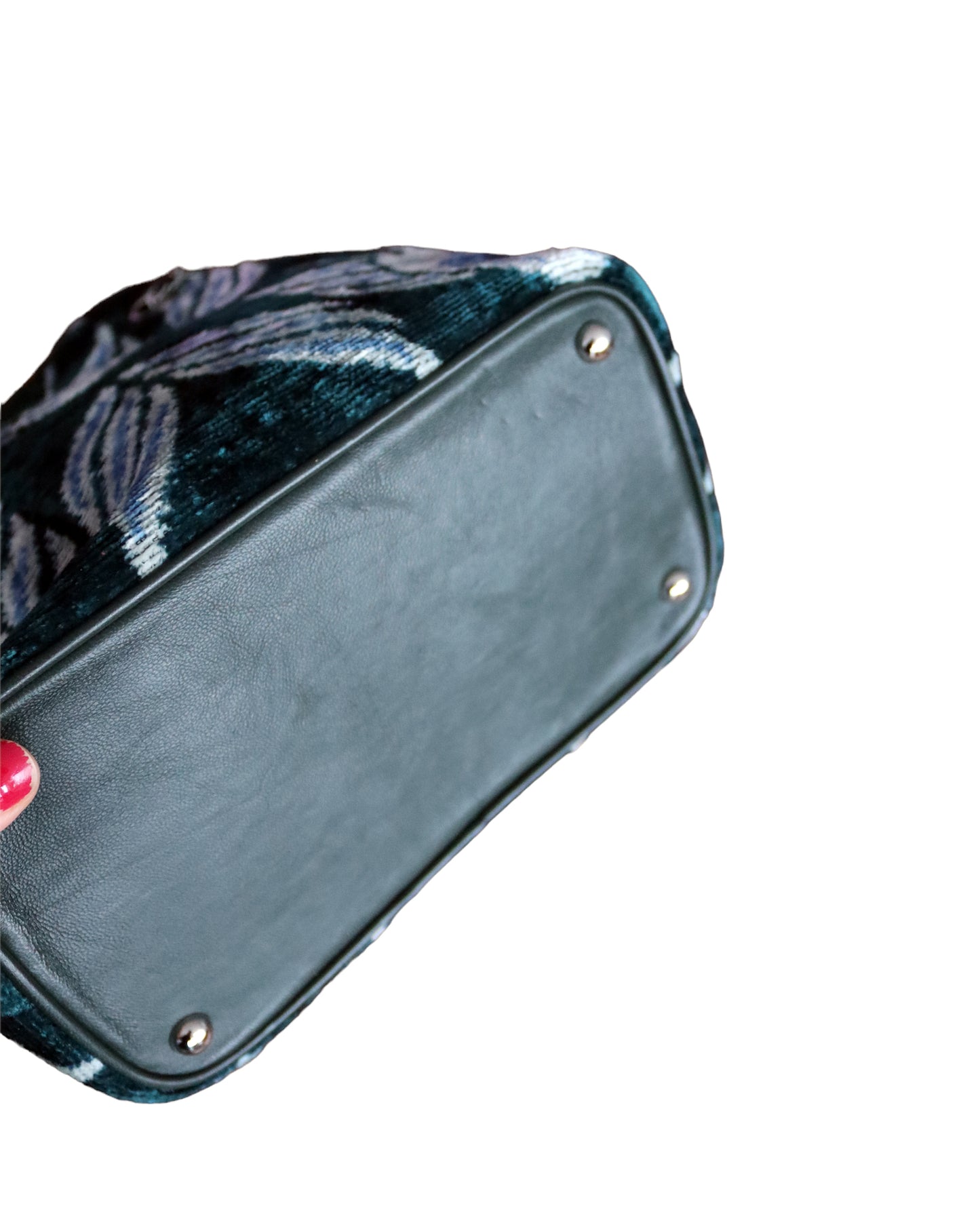 Bolso tipo cubo de terciopelo de seda Ikat - 014