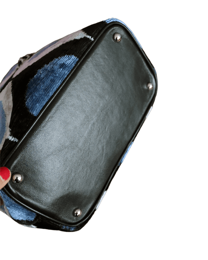 Bolso tipo cubo de terciopelo de seda Ikat - 016